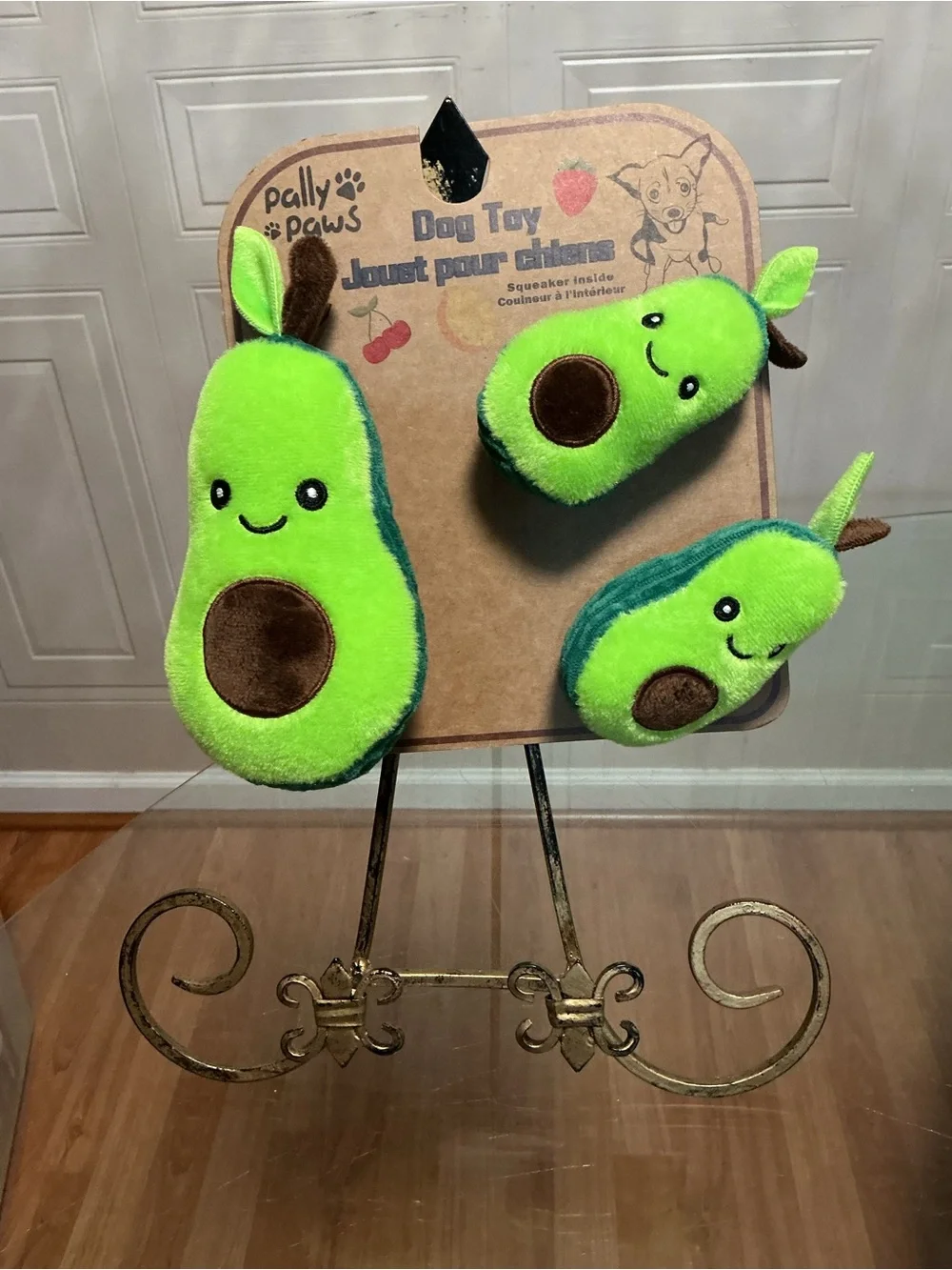 Pally Paws~ Set / 3 Avocados And Pcs Dog Toy with Clinker & Squeaker 6”
